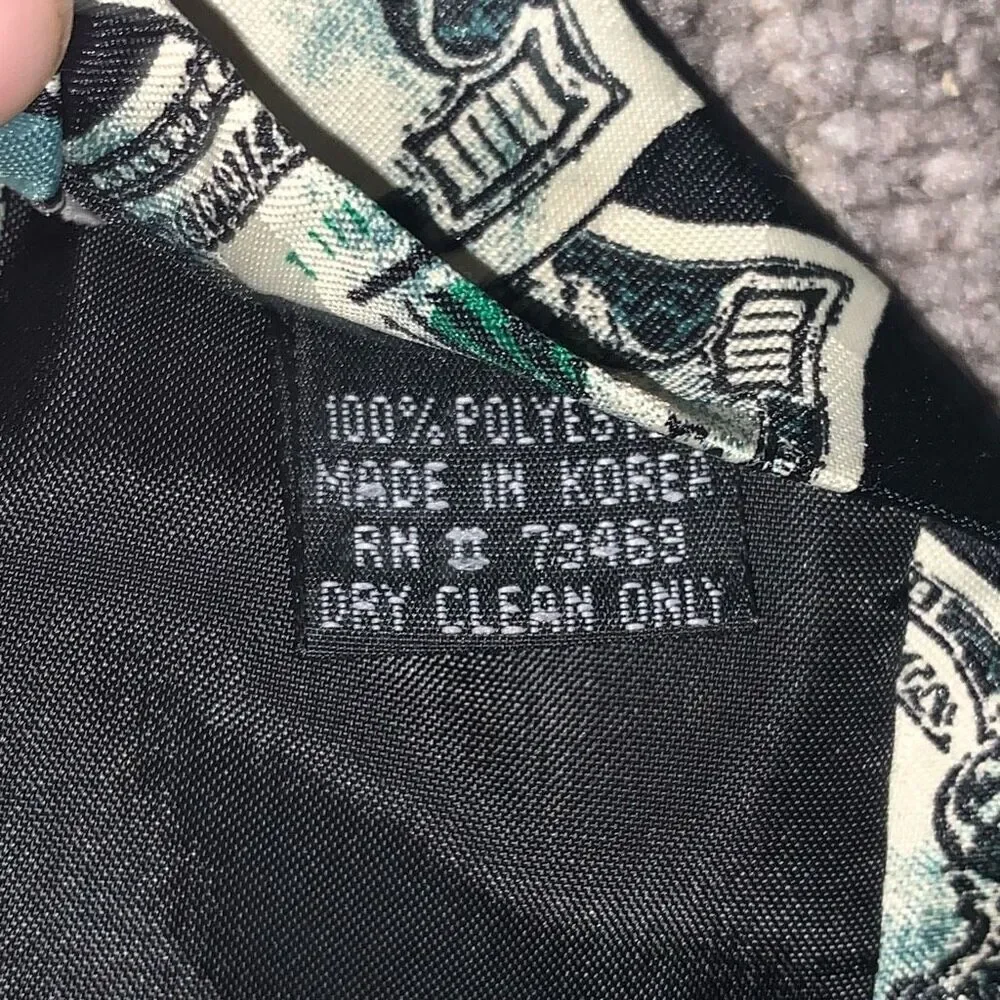 Vtg Looney Tunes for President Money Novelty Neck Tie Black Bugs Bunny & Friends